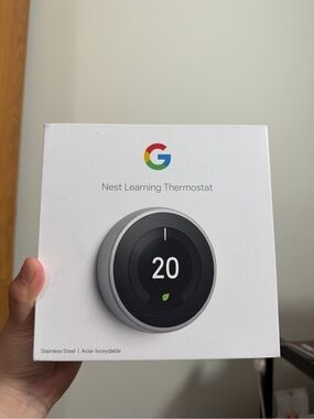 google Nest Learning Thermostat - Stainless Steel, Black Display